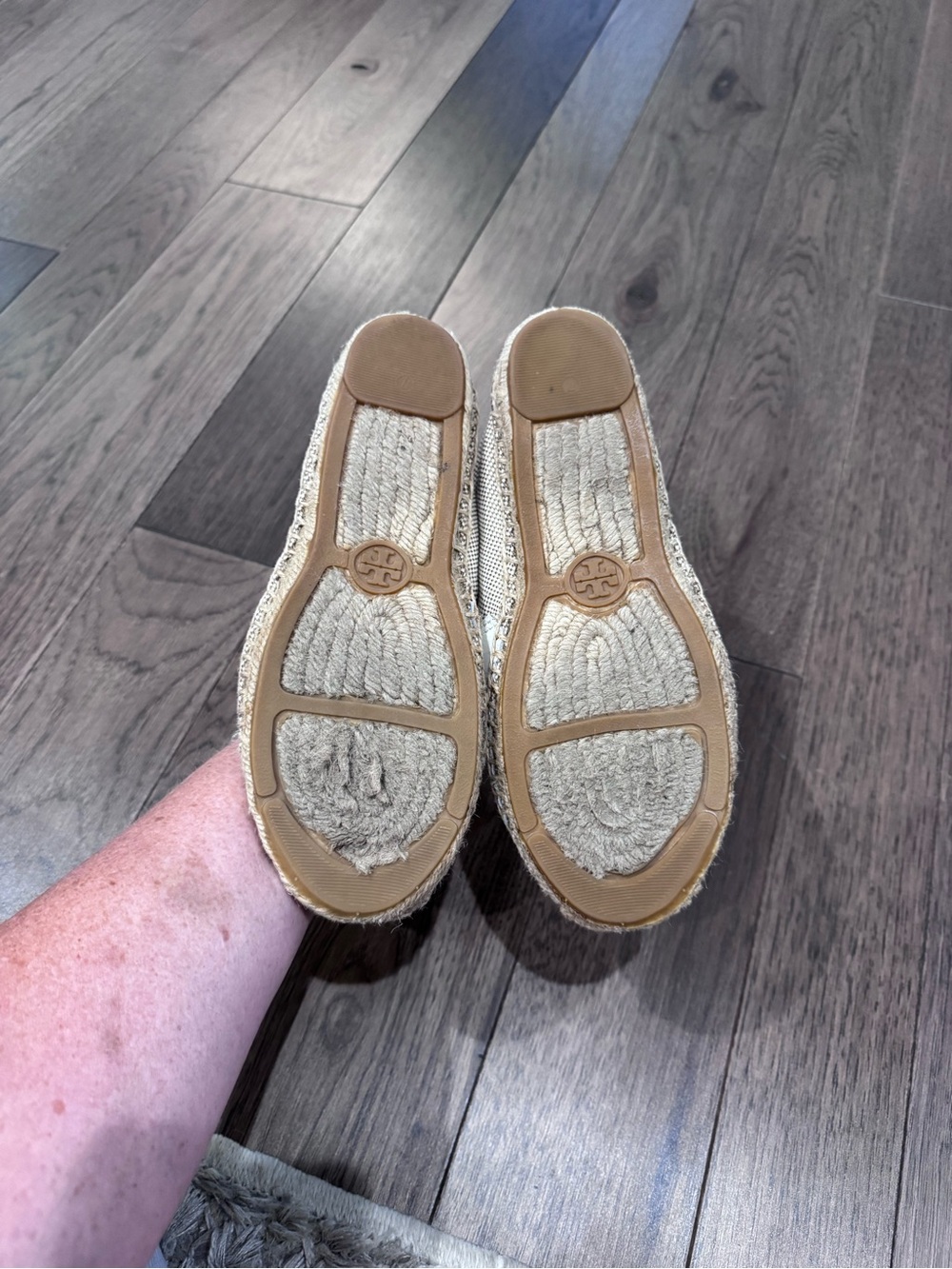 Tory Burch Beige Canvas Espadrille Flats with White Logo - Picture 4 of 4